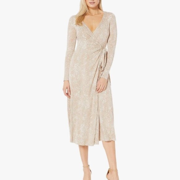 Rachel Pally Harlow Snake Print Long Sleeve Wrap Dress Plunging Neck Size Small - Picture 1 of 14